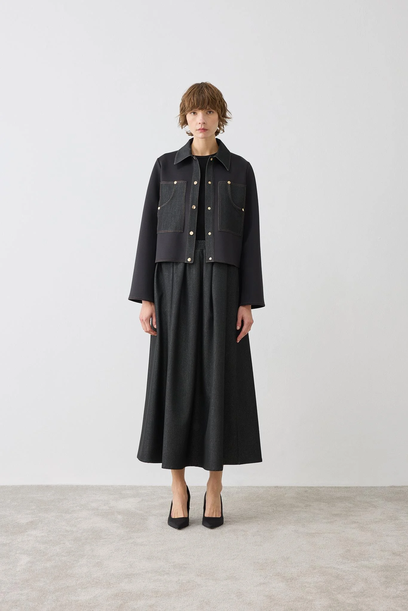 MİORİ AMİRA DENİM ETEKLİ TAKIM MIO26K0500003 - Siyah