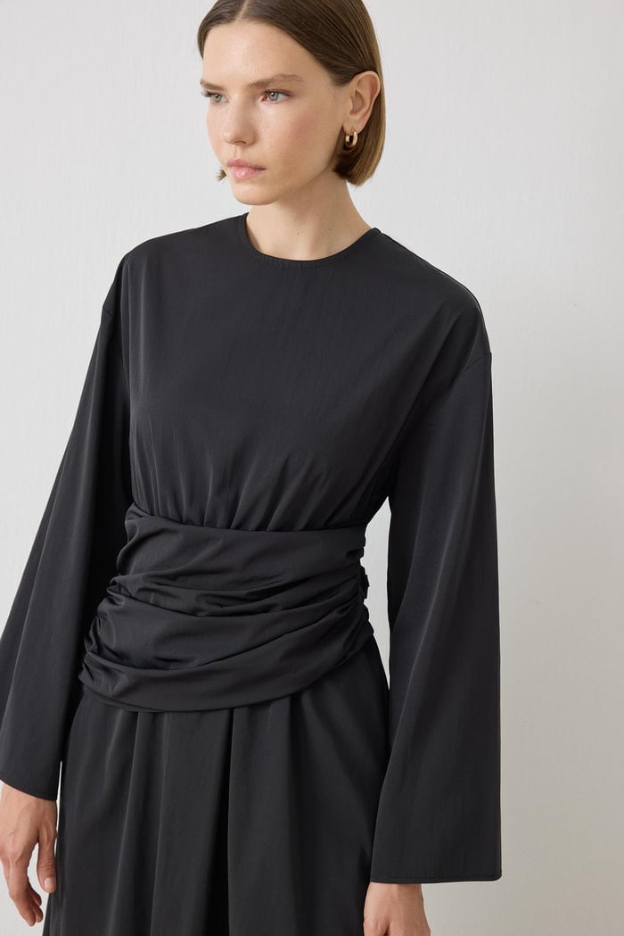 TERZİ DÜKKANI ROSE BÜZGÜLÜ DETAYLI ELBİSE TD26K31000007