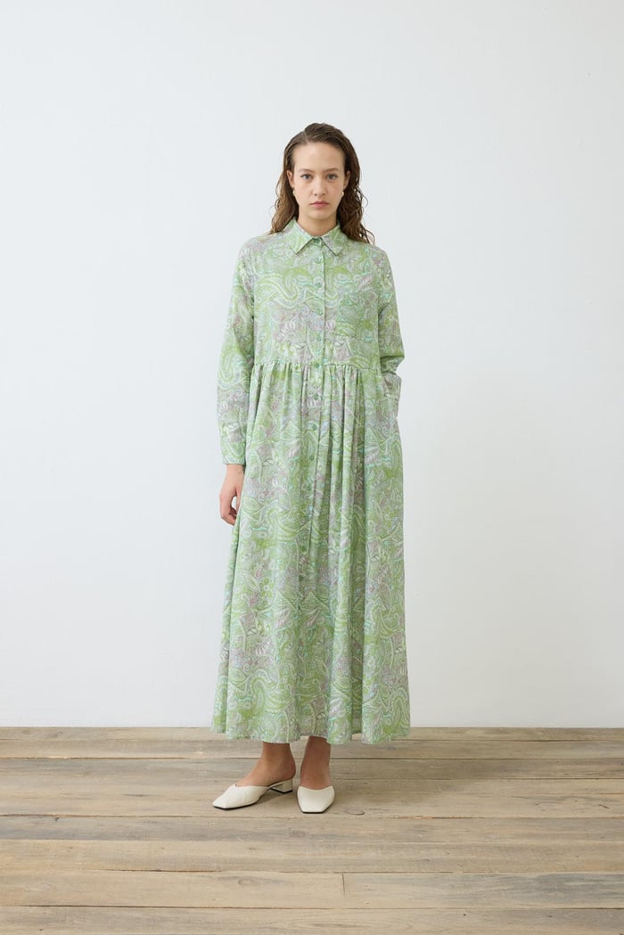 TERZİ DÜKKANI ALİNA ŞAL DESENLİ VUAL ELBİSE