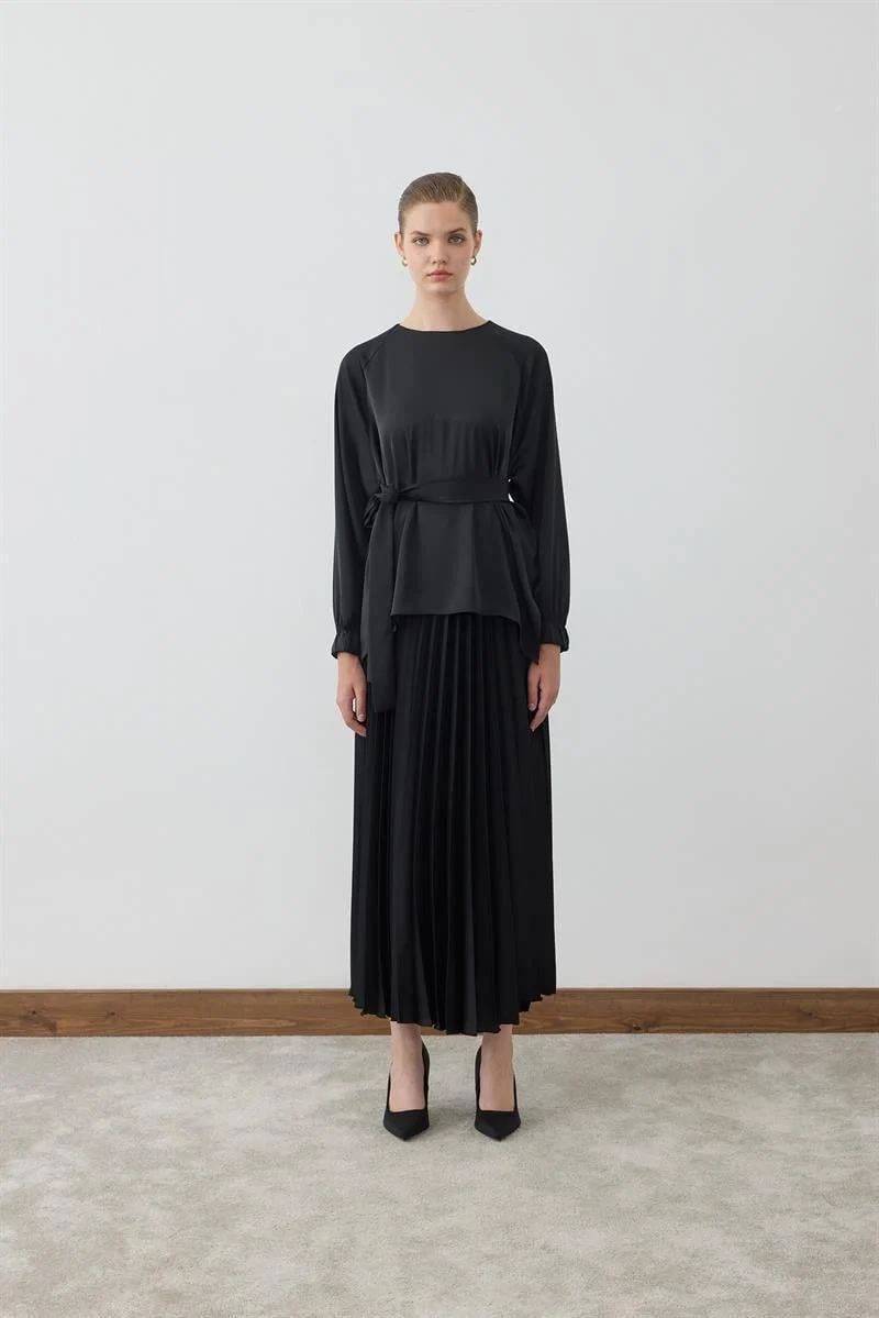 MİORİ NORA SATEN PLİSE ETEKLİ TAKIM MIO26K0500021