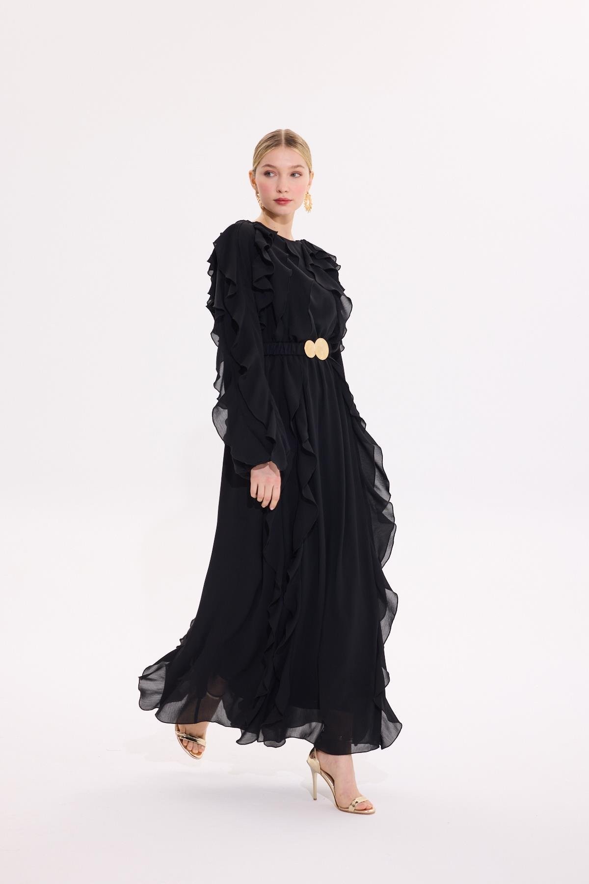 SPECIAL RUFFLE ELBİSE - Siyah