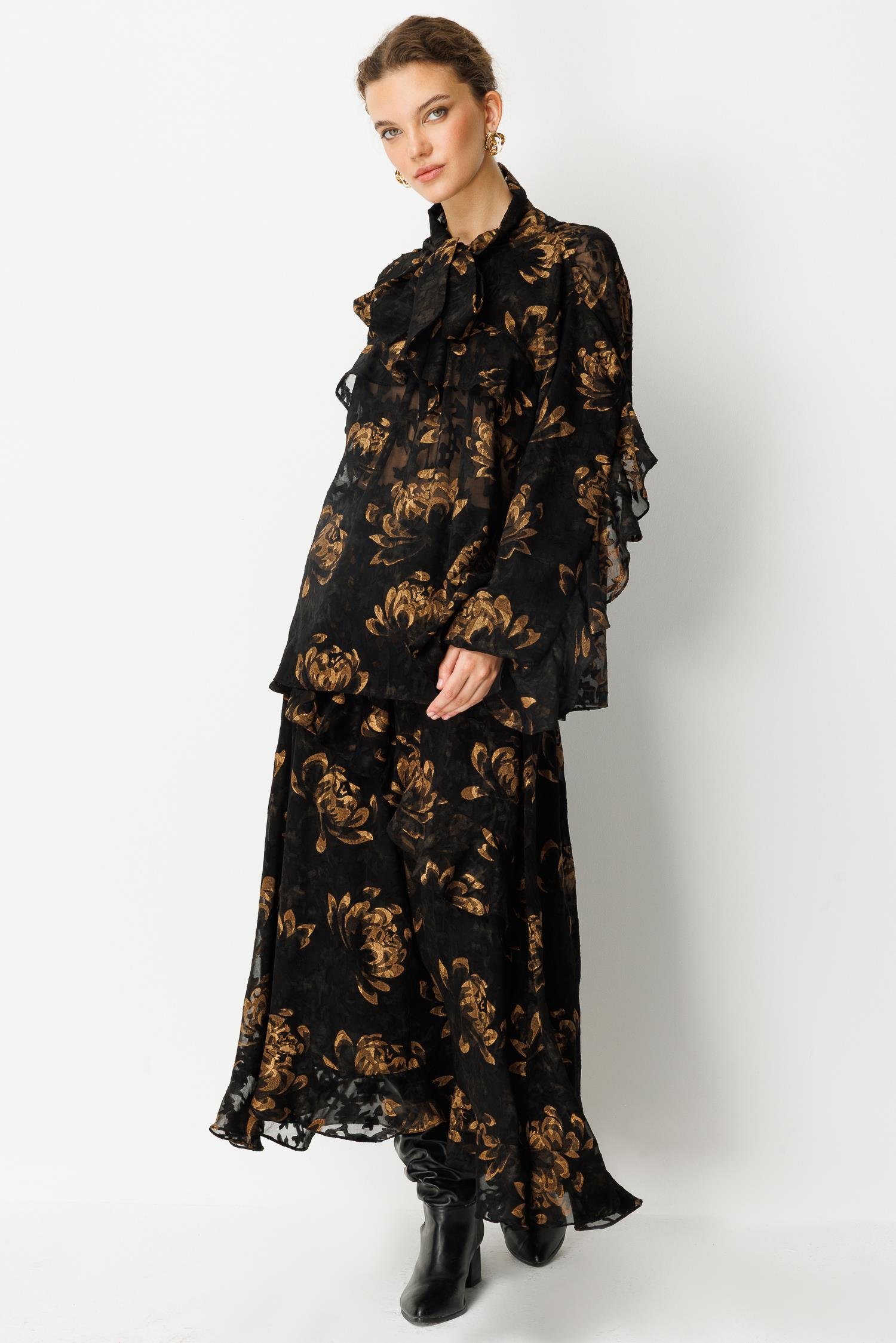 GHİSA FIRFIR DETAYLI ŞİFON TAKIM 26KGSTKM4137