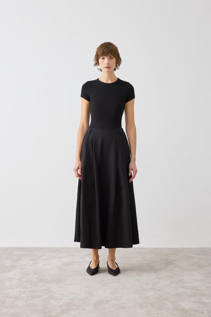 TERZİ DÜKKANI FLAM GABARDİN PİLELİ ETEK TD26K07000011