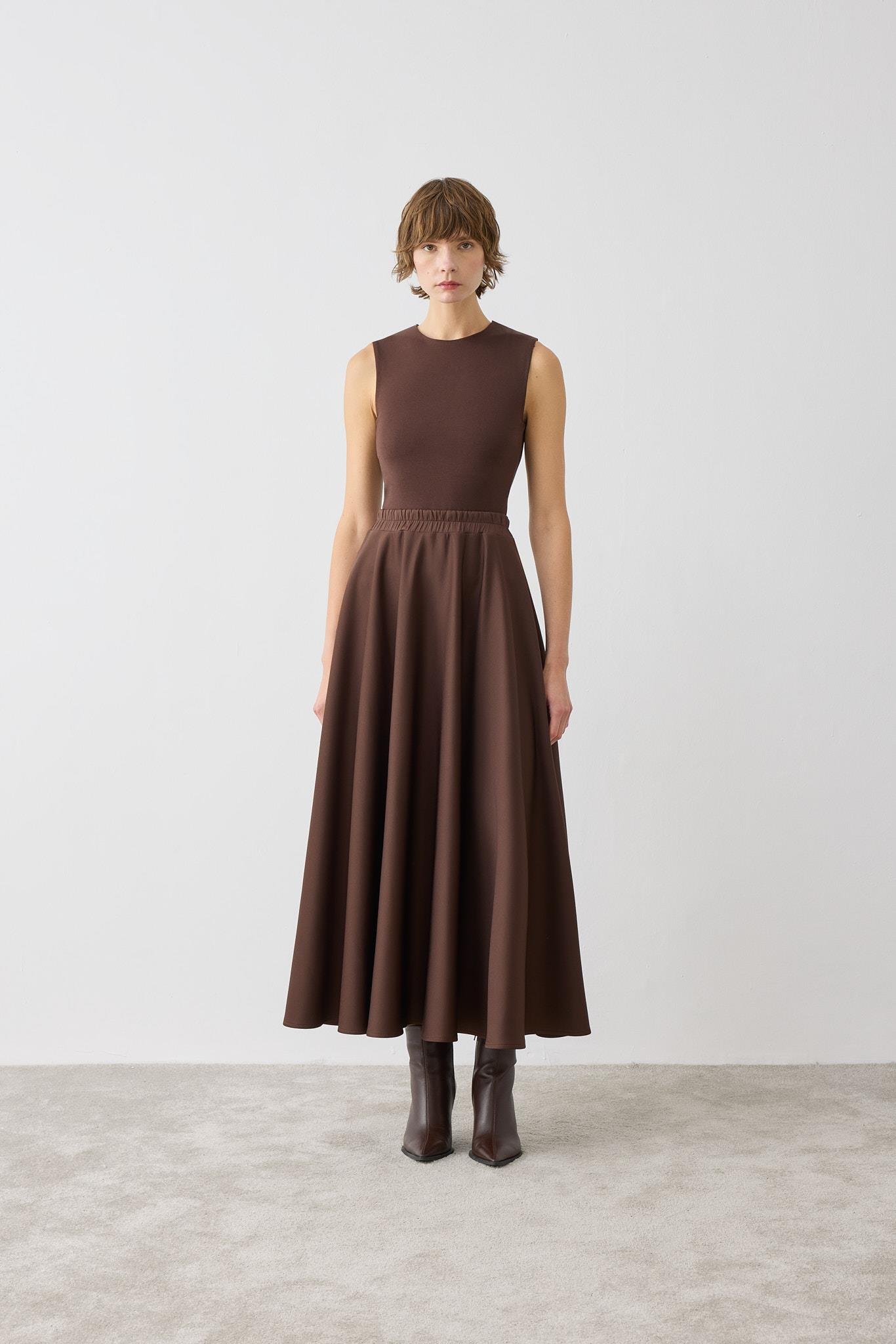 TERZİ DÜKKANI SCUBA KLOŞ ETEK TD20K32033003 - Acı Kahve