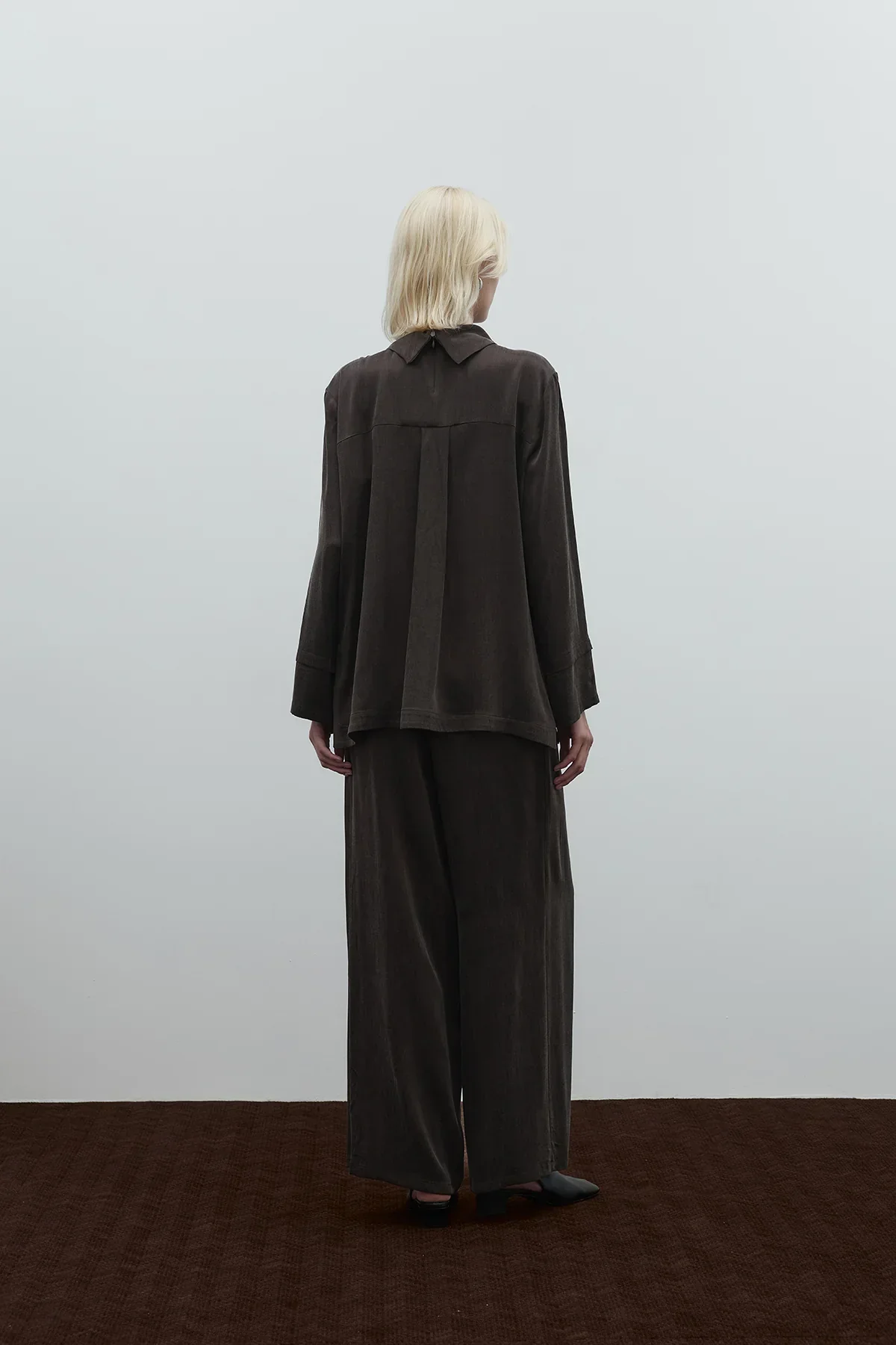 CLANDE YAKA AKSEAURLI İPEK CUPRO BLUZ 3014