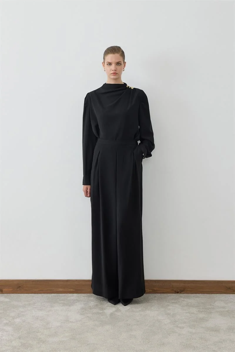 MİORİ BOİS PANTOLONLU KREP TAKIM MIO26Y0500004 - Siyah