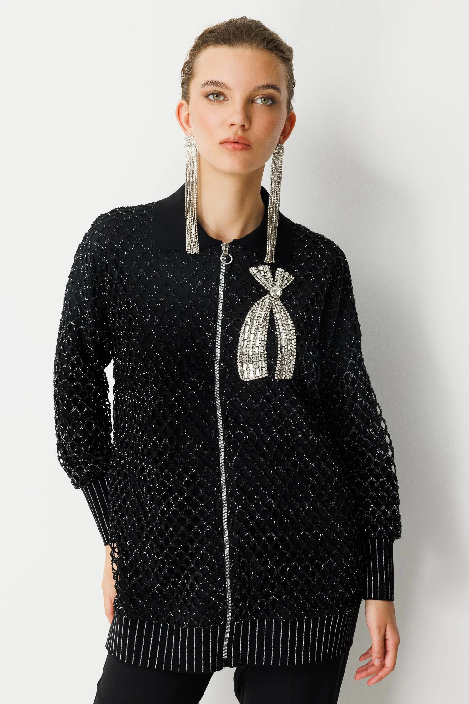 GHİSA AKSESUAR DETAYLI FİLE HIRKA 26KÖRHRK3223