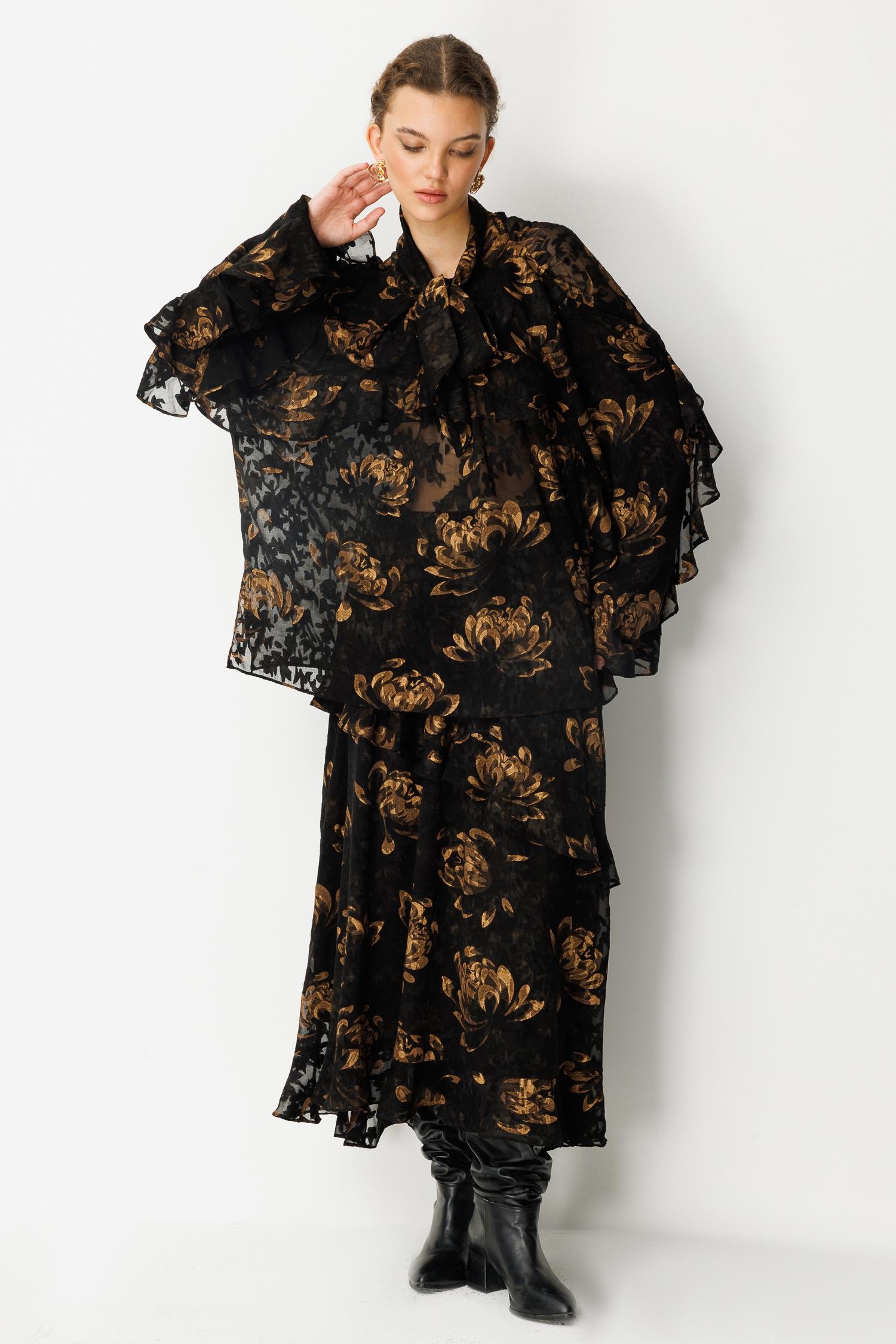 GHİSA FIRFIR DETAYLI ŞİFON TAKIM 26KGSTKM4137