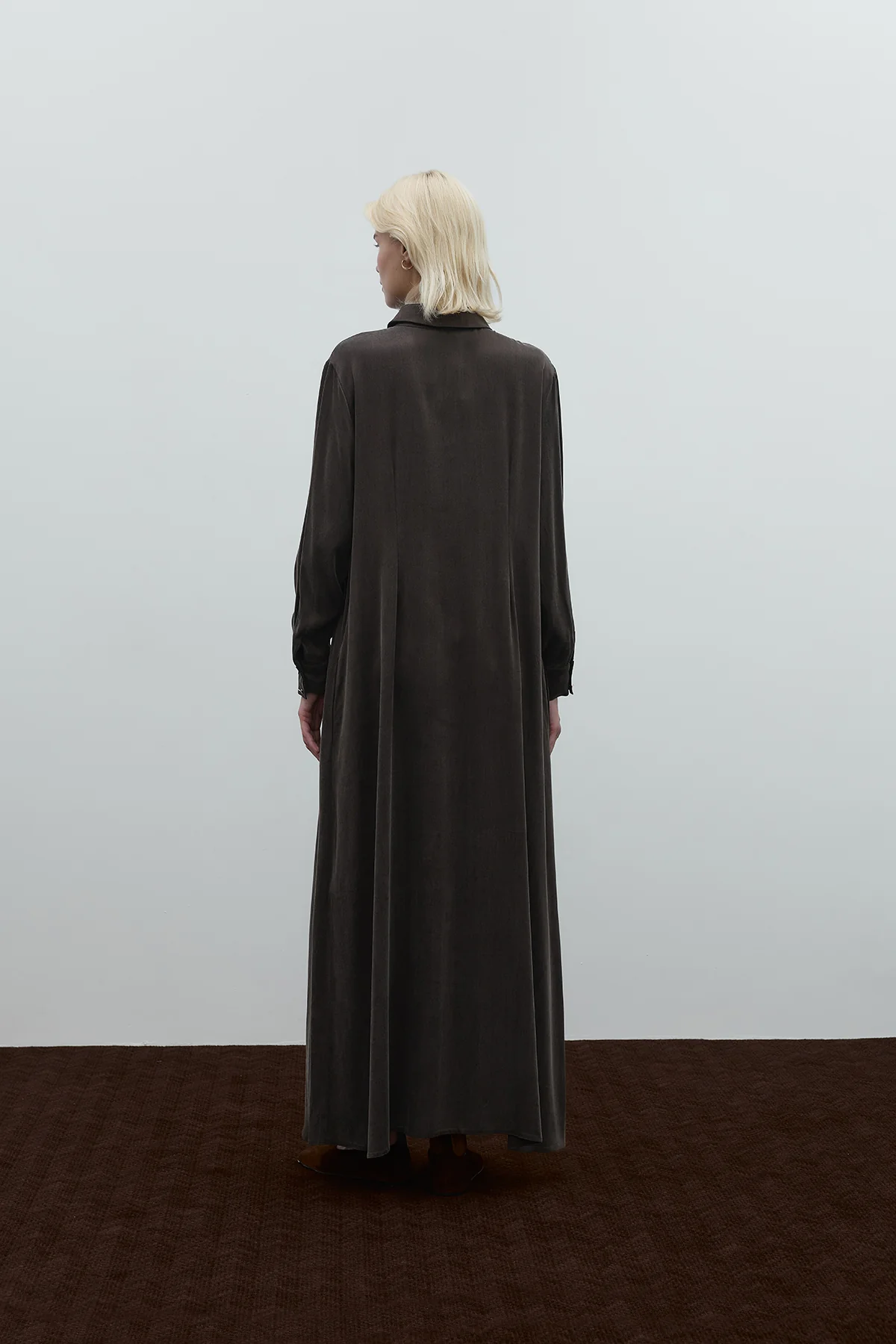 CLANDE BÜZGÜ DETAYLI İPEK CUPRO ELBİSE 5007