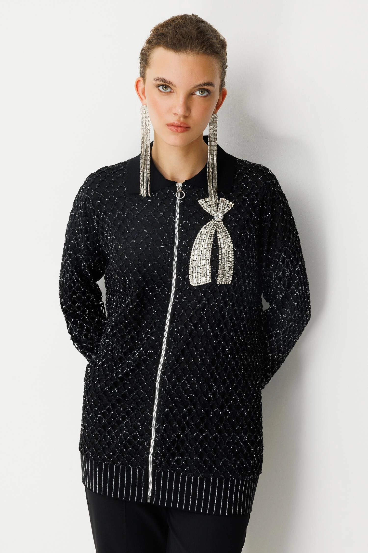 GHİSA AKSESUAR DETAYLI FİLE HIRKA 26KÖRHRK3223