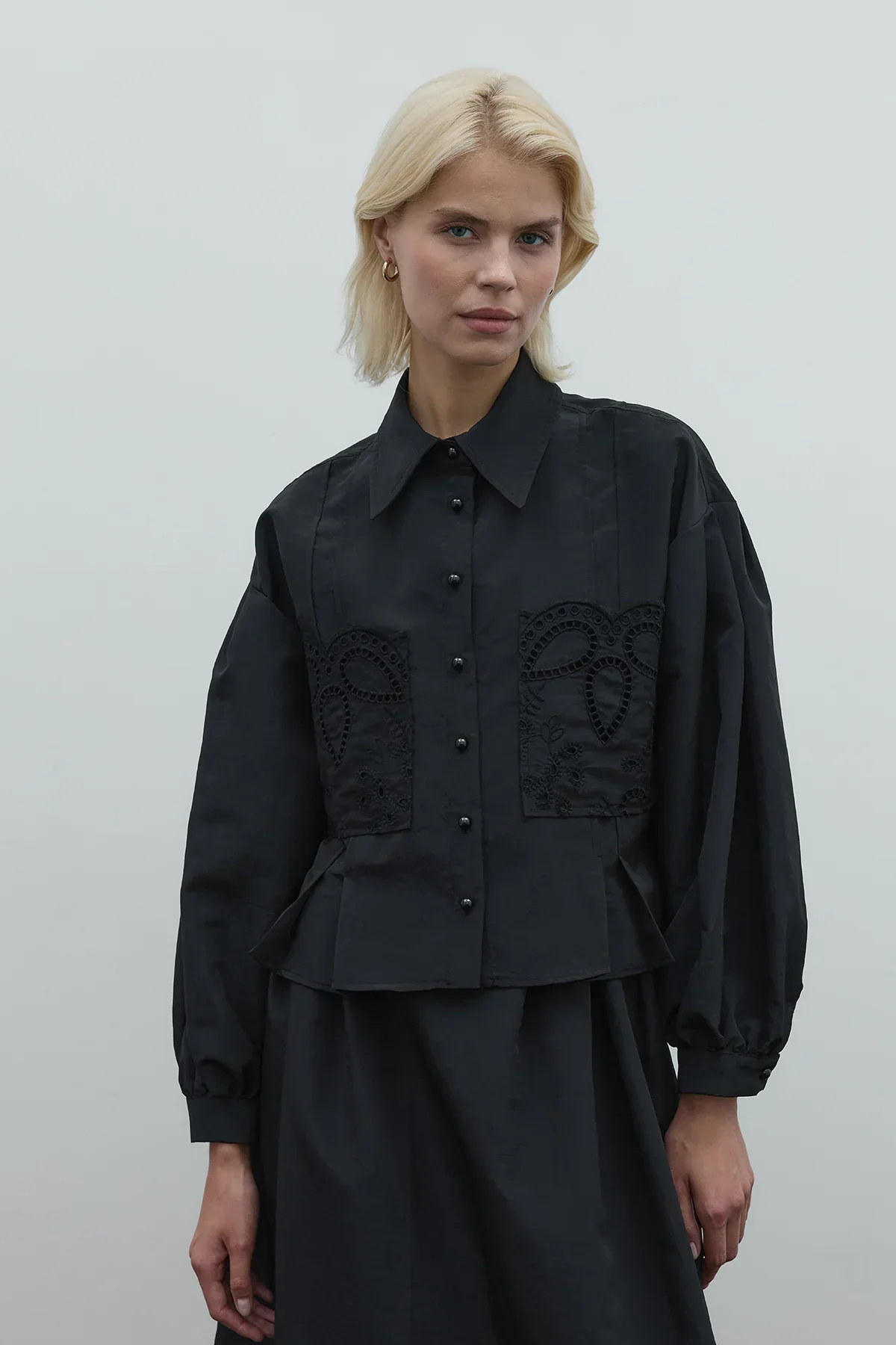 CLANDE POPLİN BRODE CEPLİ GÖMLEK 3021