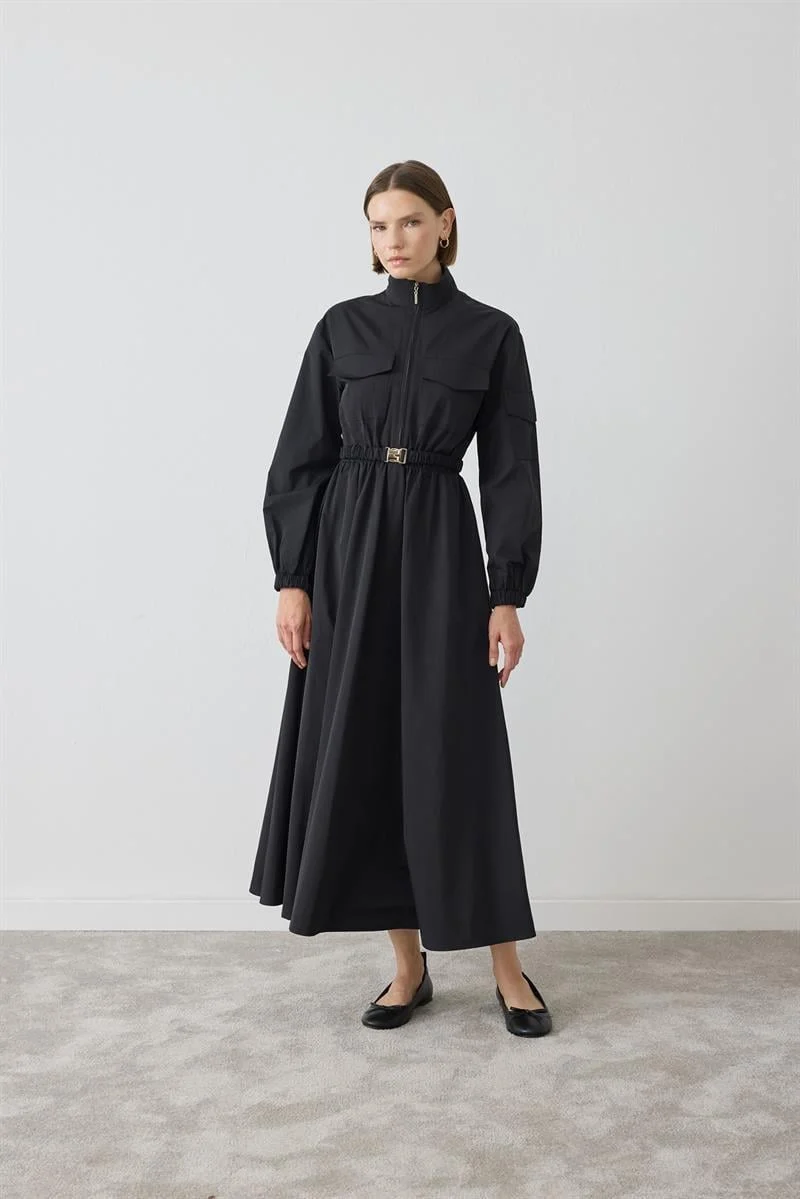 MİORİ LONA ELBİSE MIO26K3100010 - Siyah