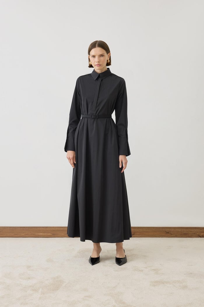 TERZİ DÜKKANI SALVE BOL KESİM GÖMLEK ELBİSE TD26K31000005 - Siyah