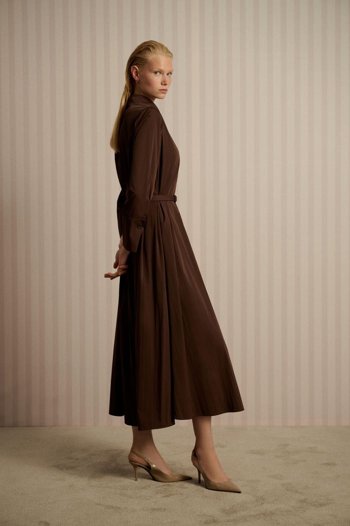 TERZİ DÜKKANI SALVE BOL KESİM GÖMLEK ELBİSE TD26K31000005 - Kahve