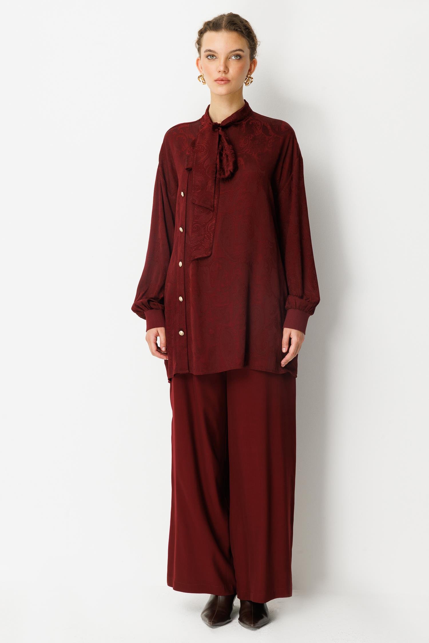 GHİSA FULAR YAKA TAKIM 26KGSTKM4126 - Bordo