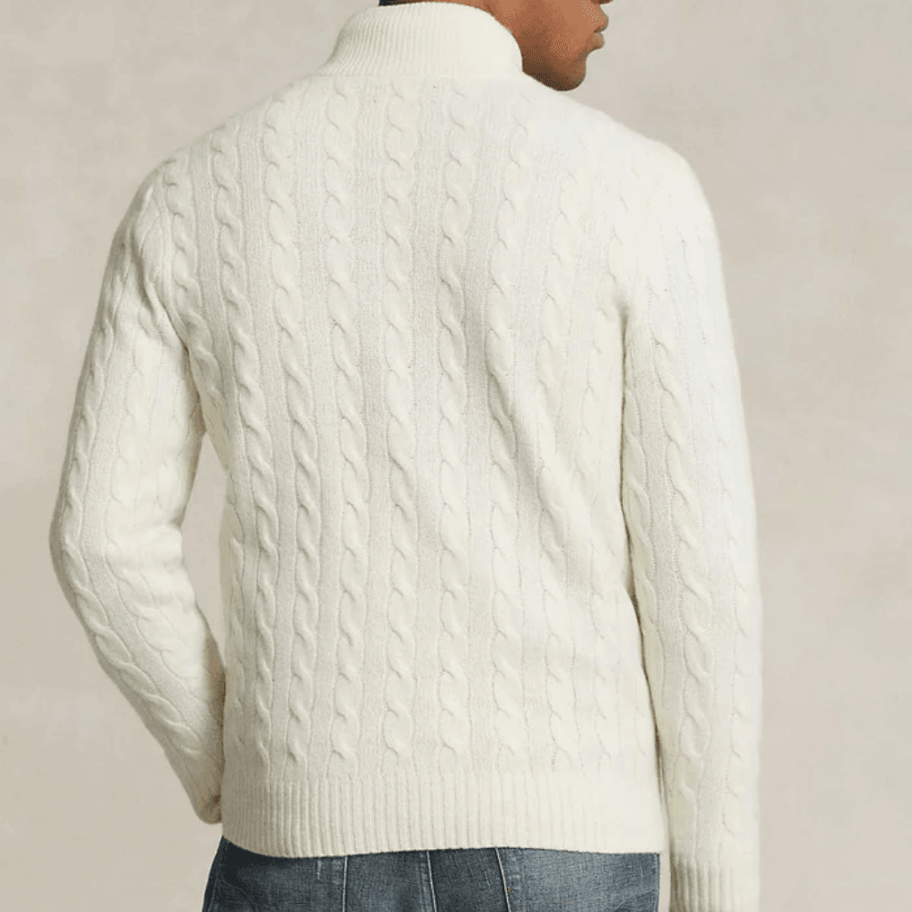 Polo Ralph Lauren Half-Zip Cable-Knit Cashmere Wool Sweater