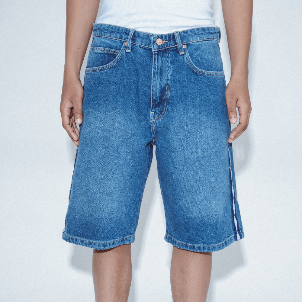 Fucking Awesome Striped Jean Short Blue
