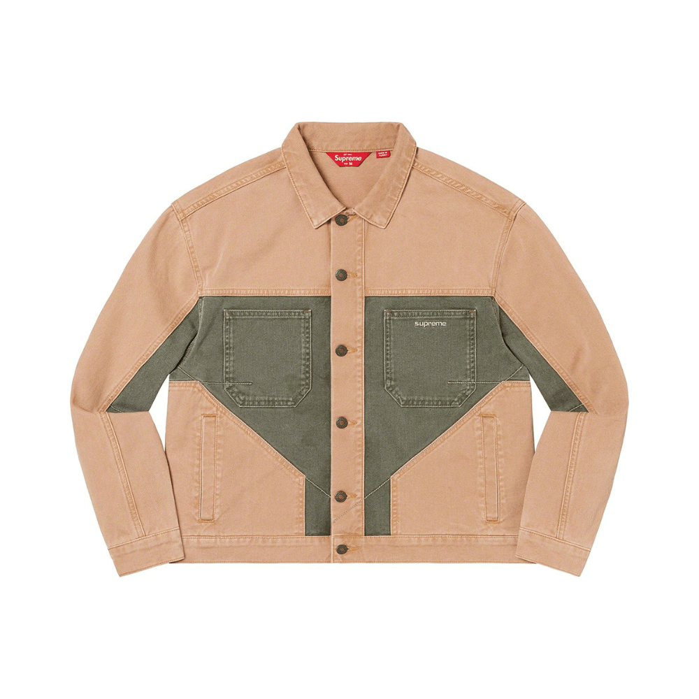 Supreme 2 Tone Paneled Denim Jacket Brown Green