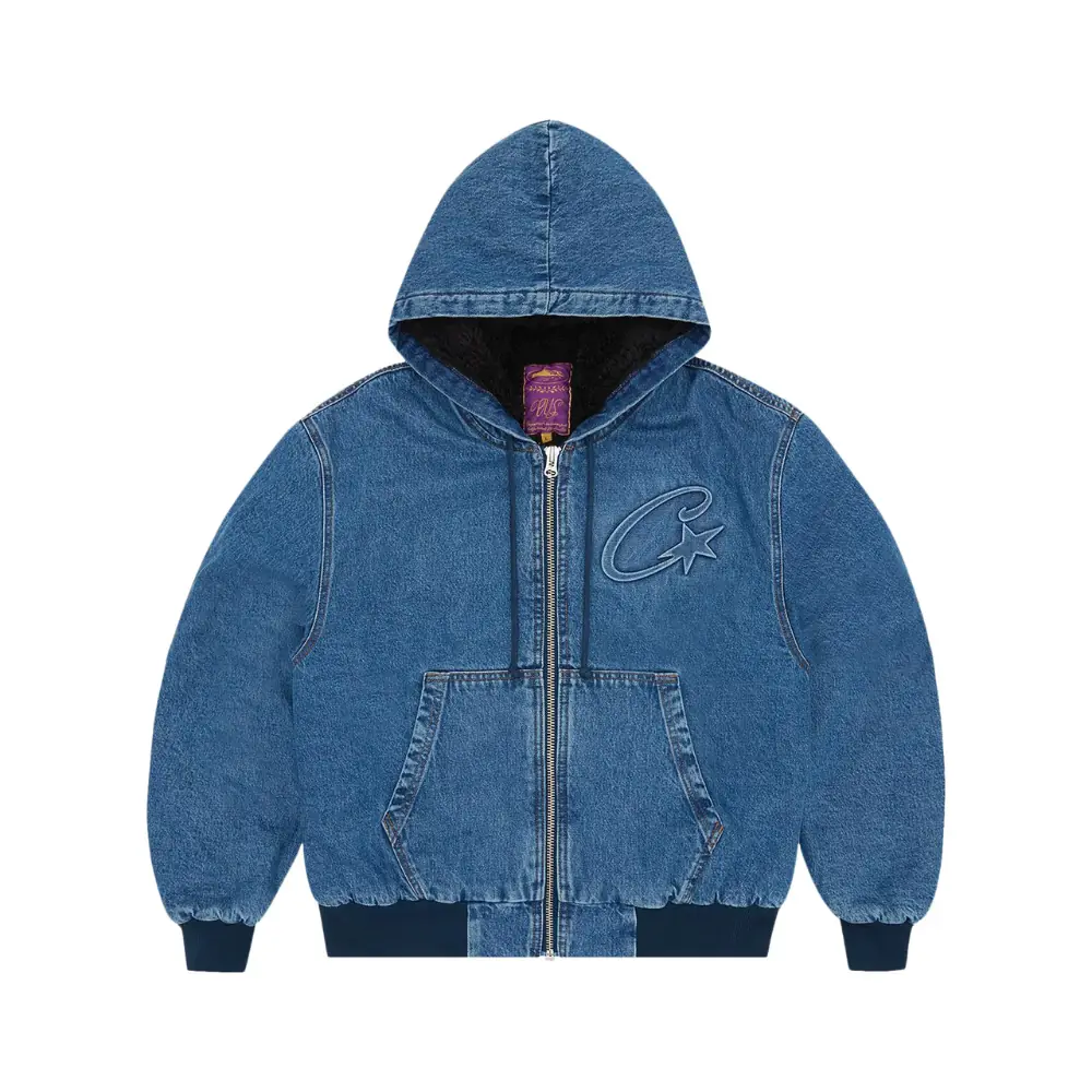 Corteiz Embossed C-Star Denim Work Jacket Blue