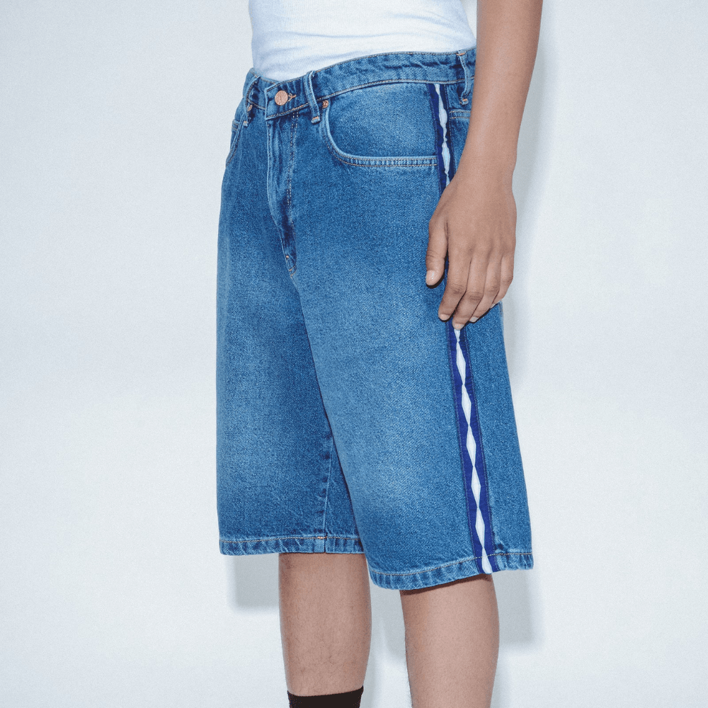 Fucking Awesome Striped Jean Short Blue