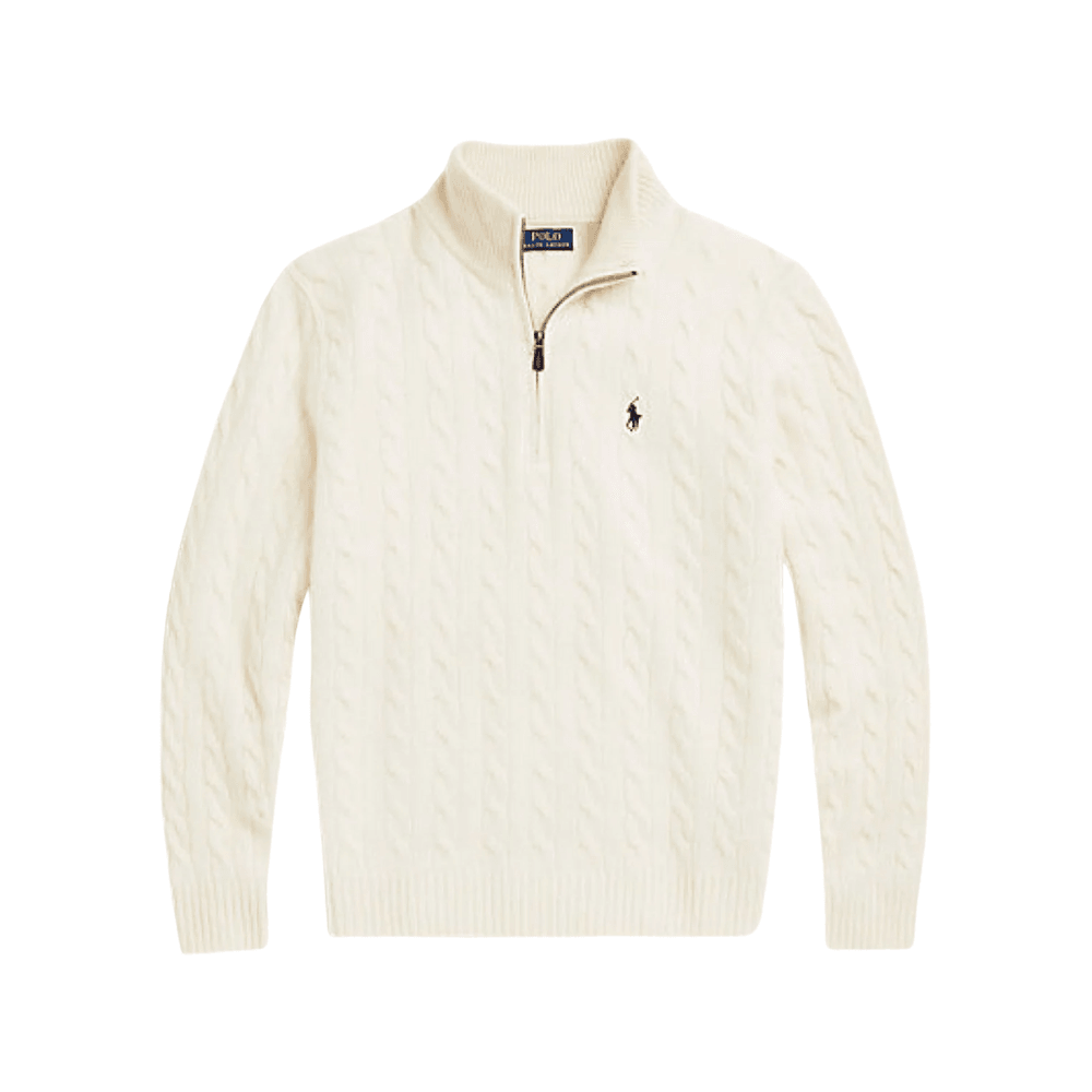 Polo Ralph Lauren Half-Zip Cable-Knit Cashmere Wool Sweater