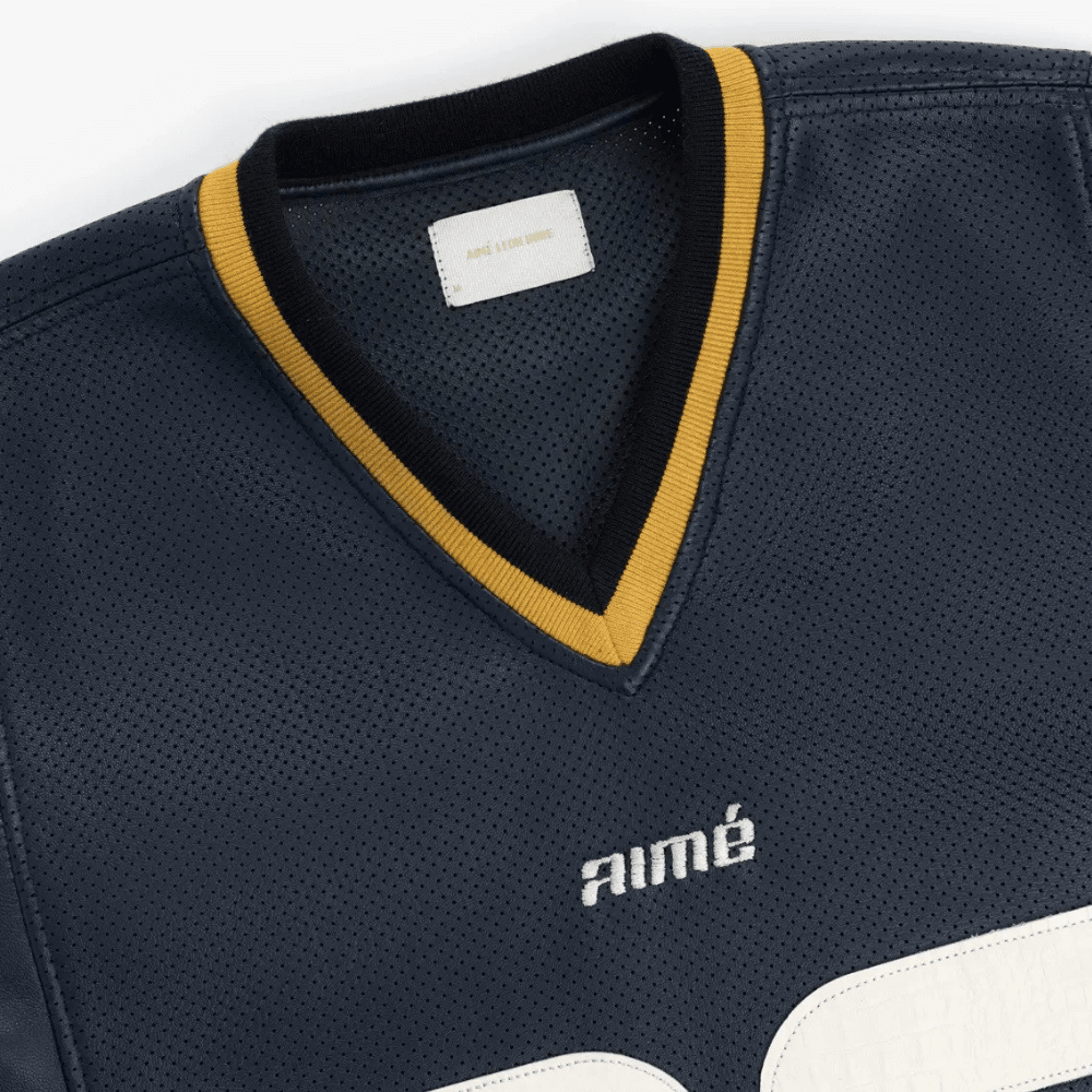 Aimé Leon Dore Leather Team Football Jersey 'Navy Blazer'