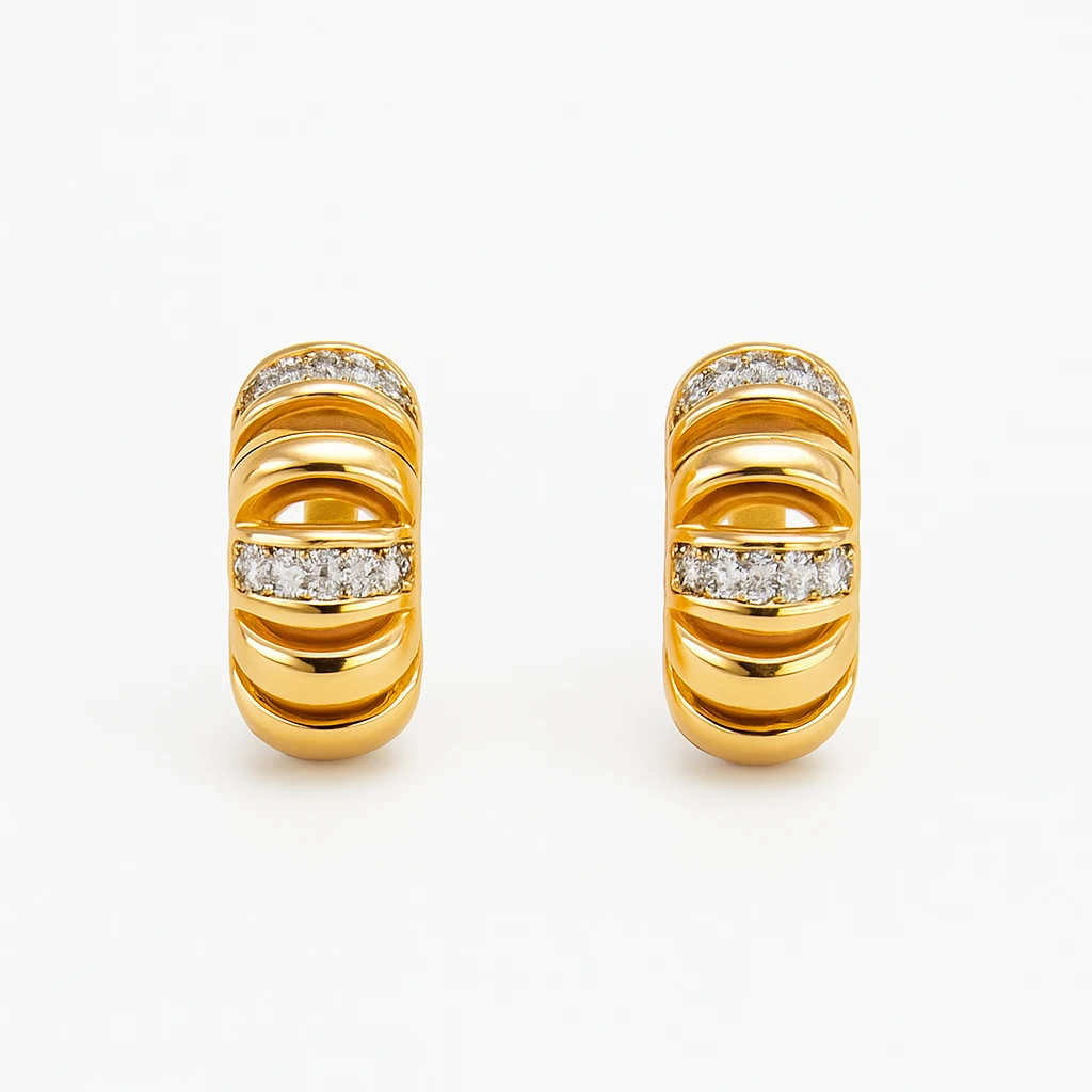 Kristal Taşlı Halka Küpe