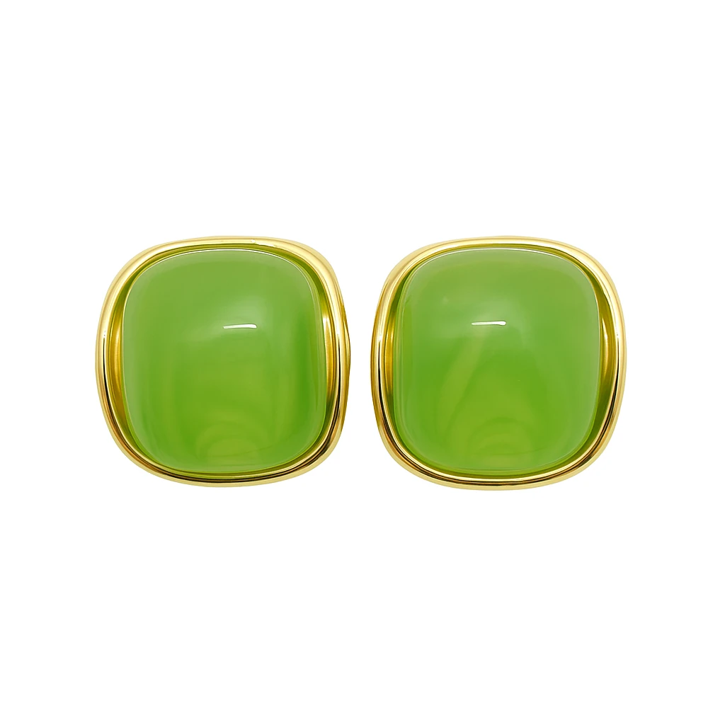 Yeşil Akrilik Kare Model Küpe 