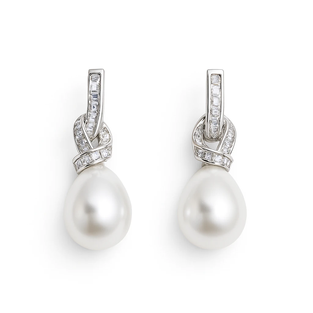 Taşlı Tasarım İnci Küpe 