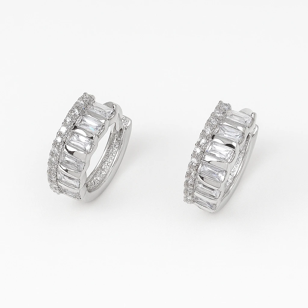 Kristal Taşlı Çoklu Görünüm Halka Küpe