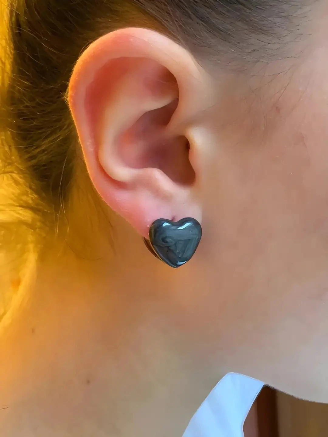 Akrilik Siyah Kalp Model Küpe