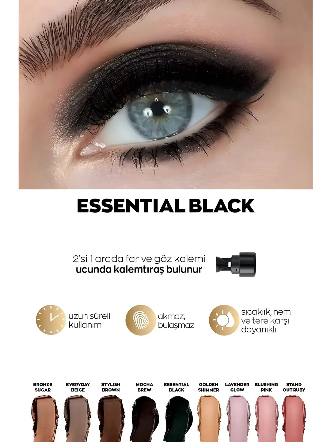 Power Stay Shadow Stick Kalem Far Essential Black