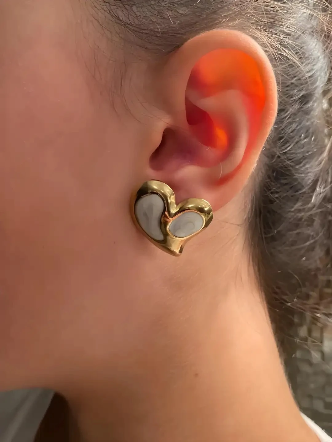 Akrilik Kalp Model Küpe