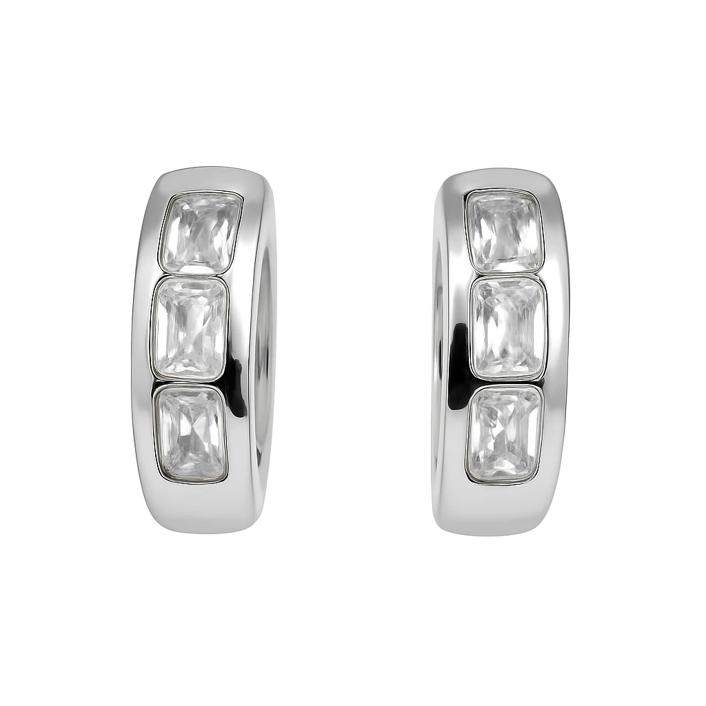 Kristal Gömme Taşlı 3'lü Tasarım Küpe