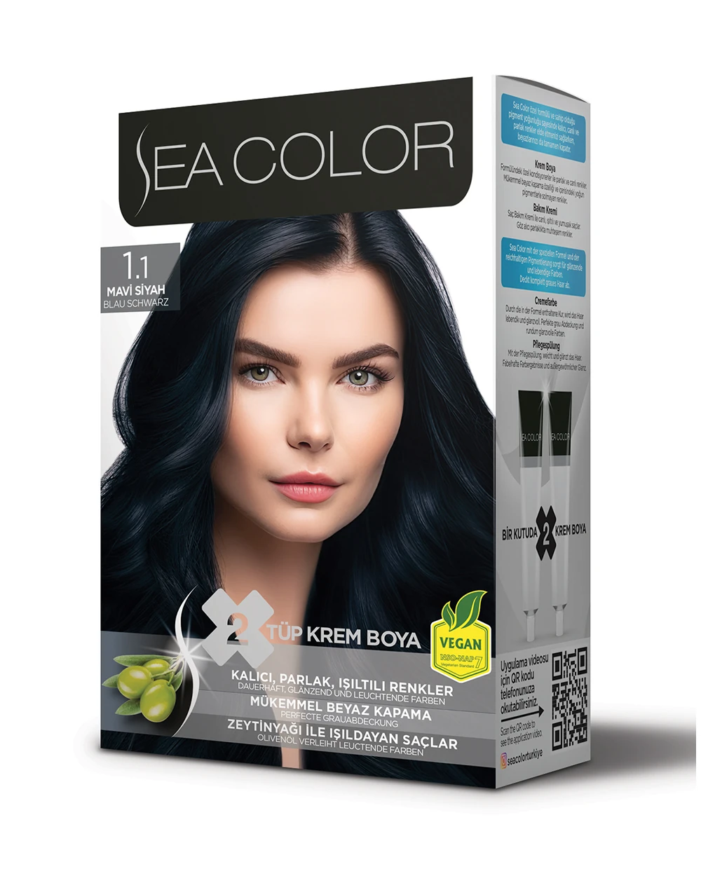 Krem Saç Boyası-1.1 Mavi Siyah