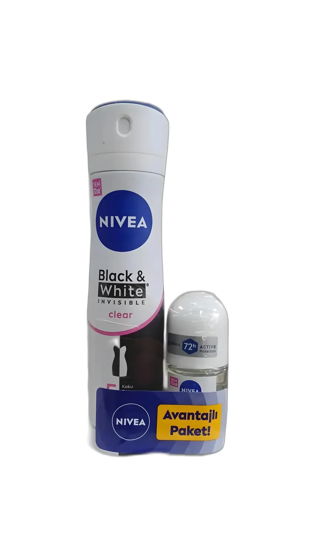 Nivea Invisible Black & White Clear 150 ml Kadın Deodorant+Rollon 250 ML Avantajlı Set