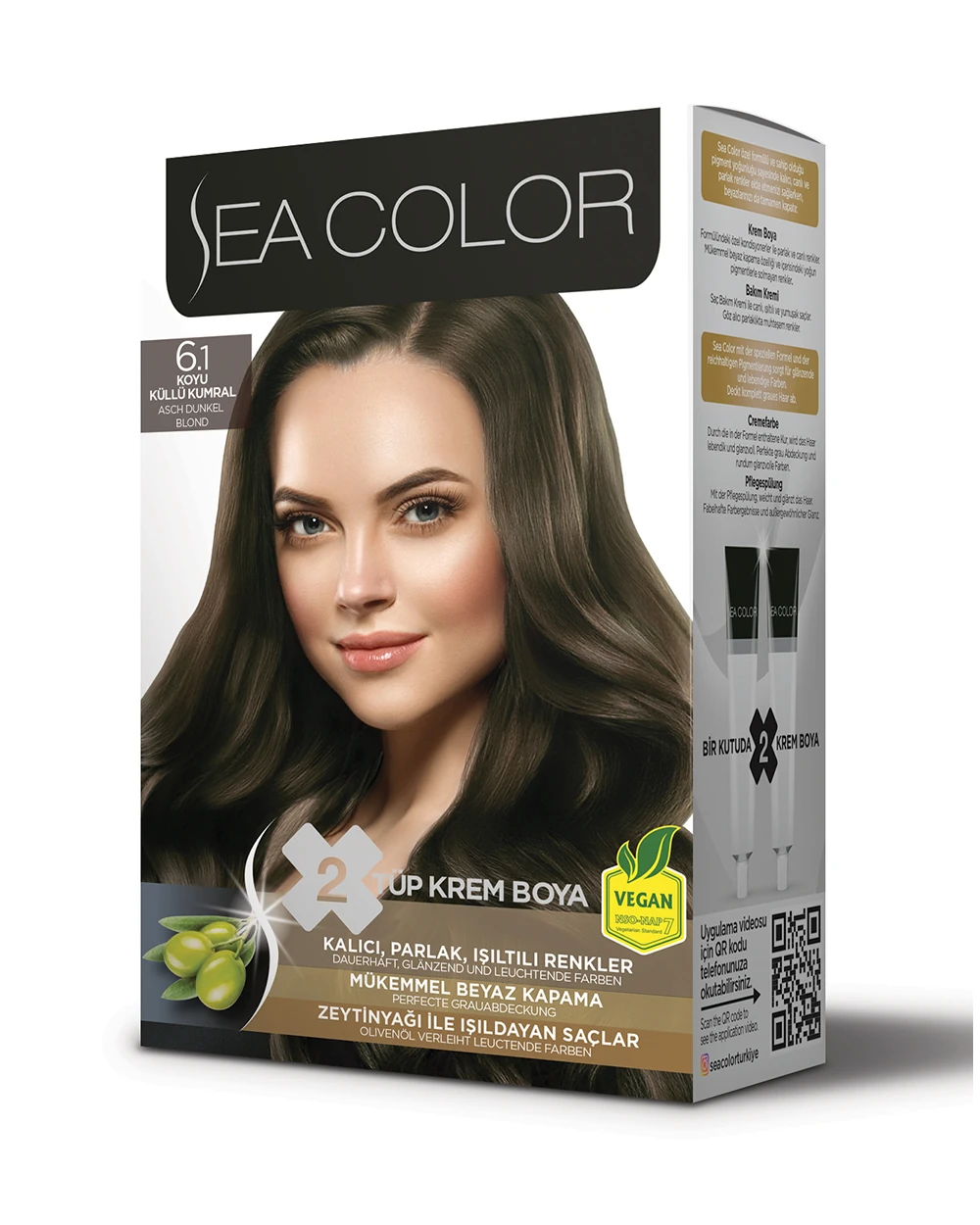 Krem Saç Boyası-6.1 Koyu Küllü Kumral