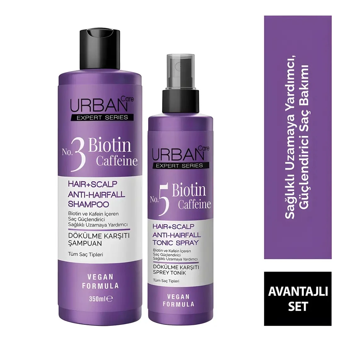 Urban Care Saç Dökülmelerine Karşı Expert Biotin&Kafein Şampuan 350ML+Tonik 200ML Set