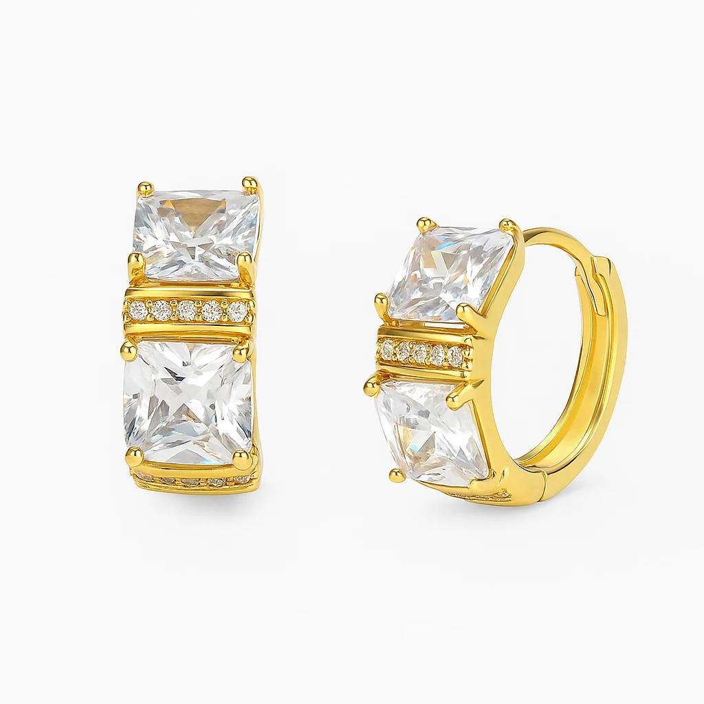 Kristal Taşlı Parıltılı Küpe 