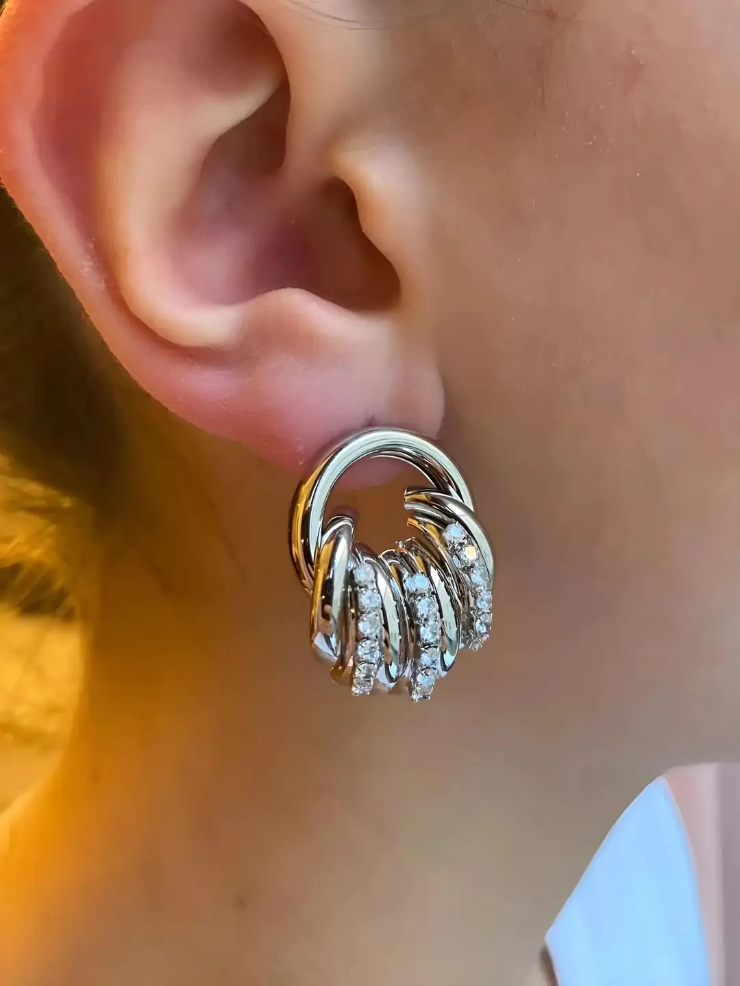 Kristal Taşlı Çoklu Halka Küpe