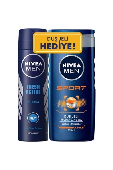 Fresh Active Sprey Deodorant 150 ML Erkek + Sport Duş Jeli 250 ML Avantaj Paketi