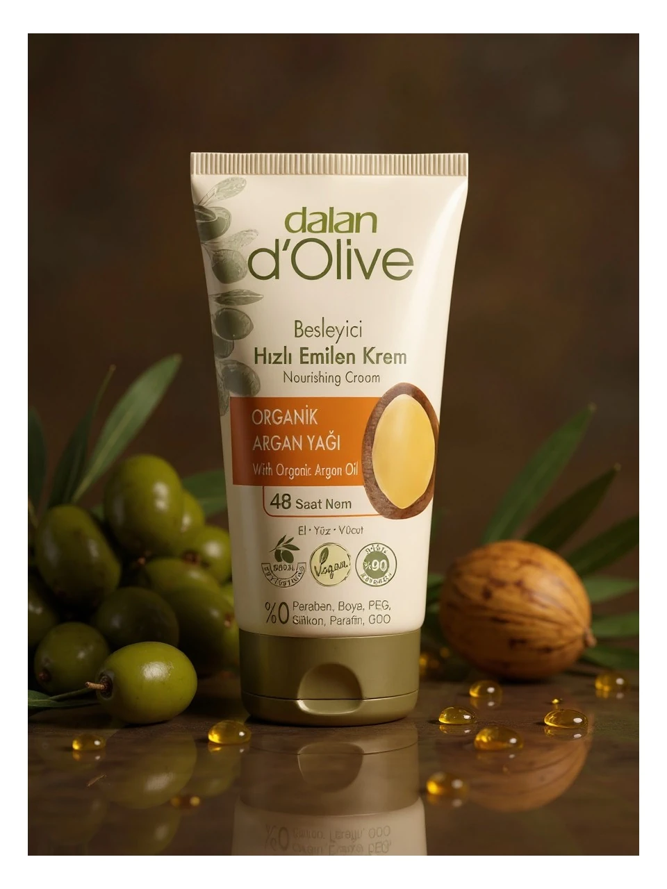 D'olive Argan Yağlı Besleyici Hızlı Emilen Tüp Krem 60 ML