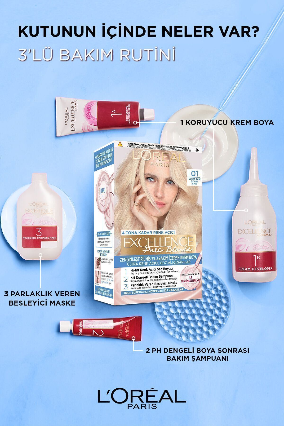 Excellence Creme Saç Boyası - 03 Ultra Açık Küllü Sarı