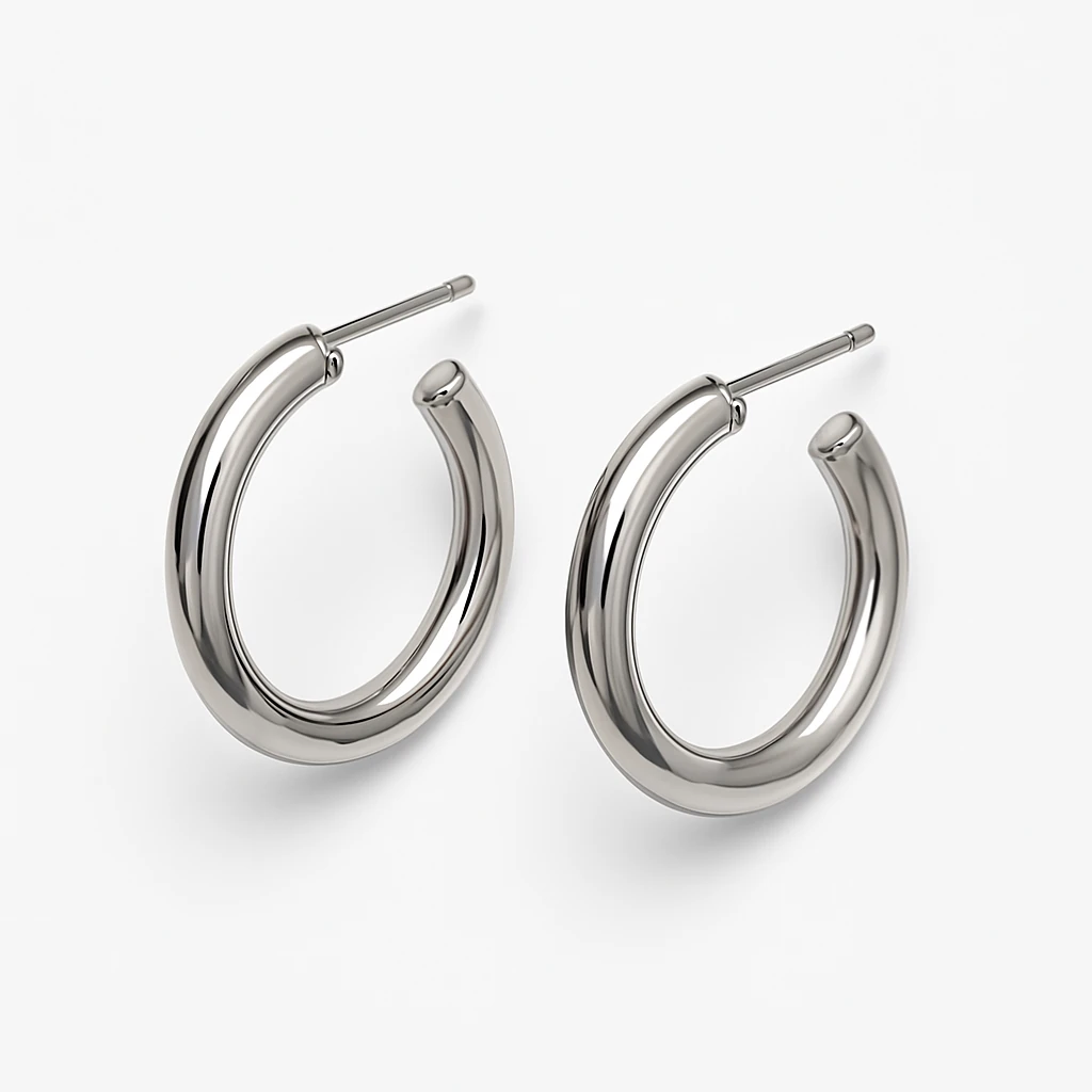 Halka Gizli Kilit Küpe Gümüş