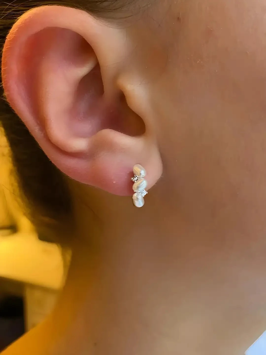 Kristal İnci Taşlı Tasarım Küpe