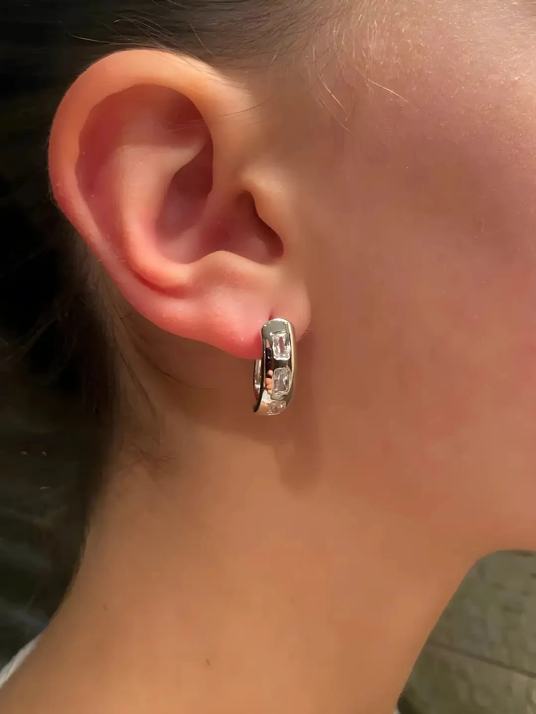 Kristal Gömme Taşlı 3'lü Tasarım Küpe