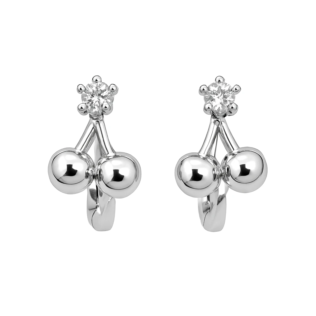 Kristal Taşlı Kiraz Model Küpe 