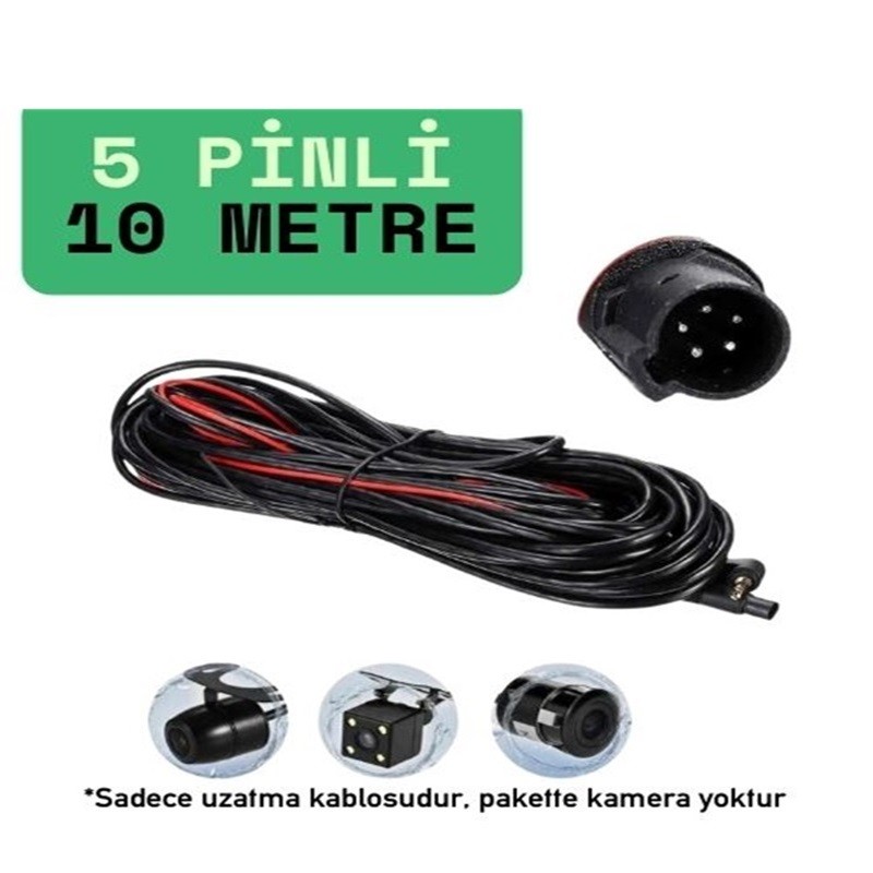 Araç Kamera Kablosu 10m. 5 Pin 2,5 Mm 4 Boğum Araç Kamera Kablosu 10m. TİCARİ ARAÇLAR İÇİN 10M KABLO.