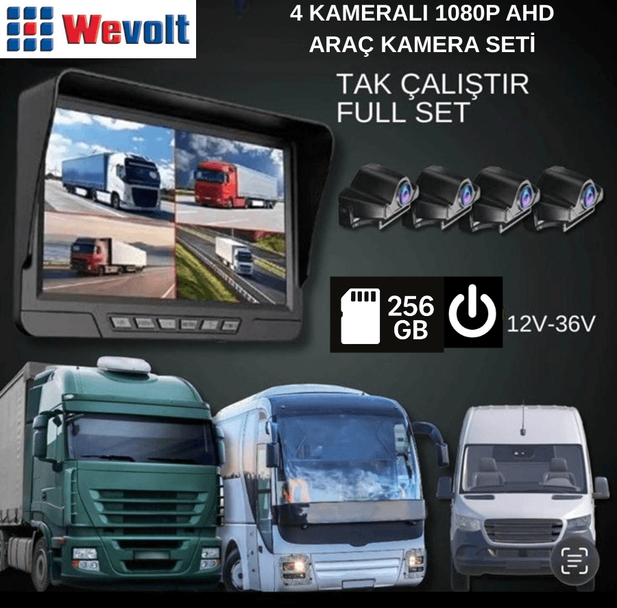 PREMİUM 10 İNÇ 4LÜ TIR KAMERA ÇANTASI 1080P FULL HD İLERİ GERİ GÖRÜŞ TÜRKÇE DİL DESTEĞİ