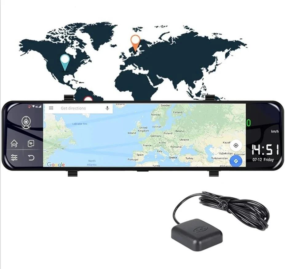 Wevolt 4G HB-20-3 64 GB 12 İNÇ DOKUNMATİK AYNA KAMERA ANDROİD UZAKTAN İZLEMELİ 1080P ÖN ARKA ARAÇ KAMERA.